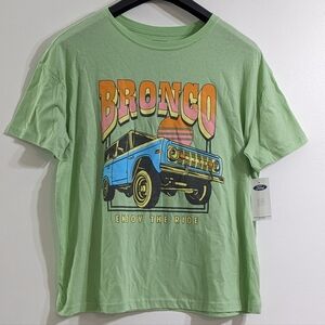 Women's Ford Bronco Short Sleeve Light Green Boyfriend Graphic Tee, Large, NWT